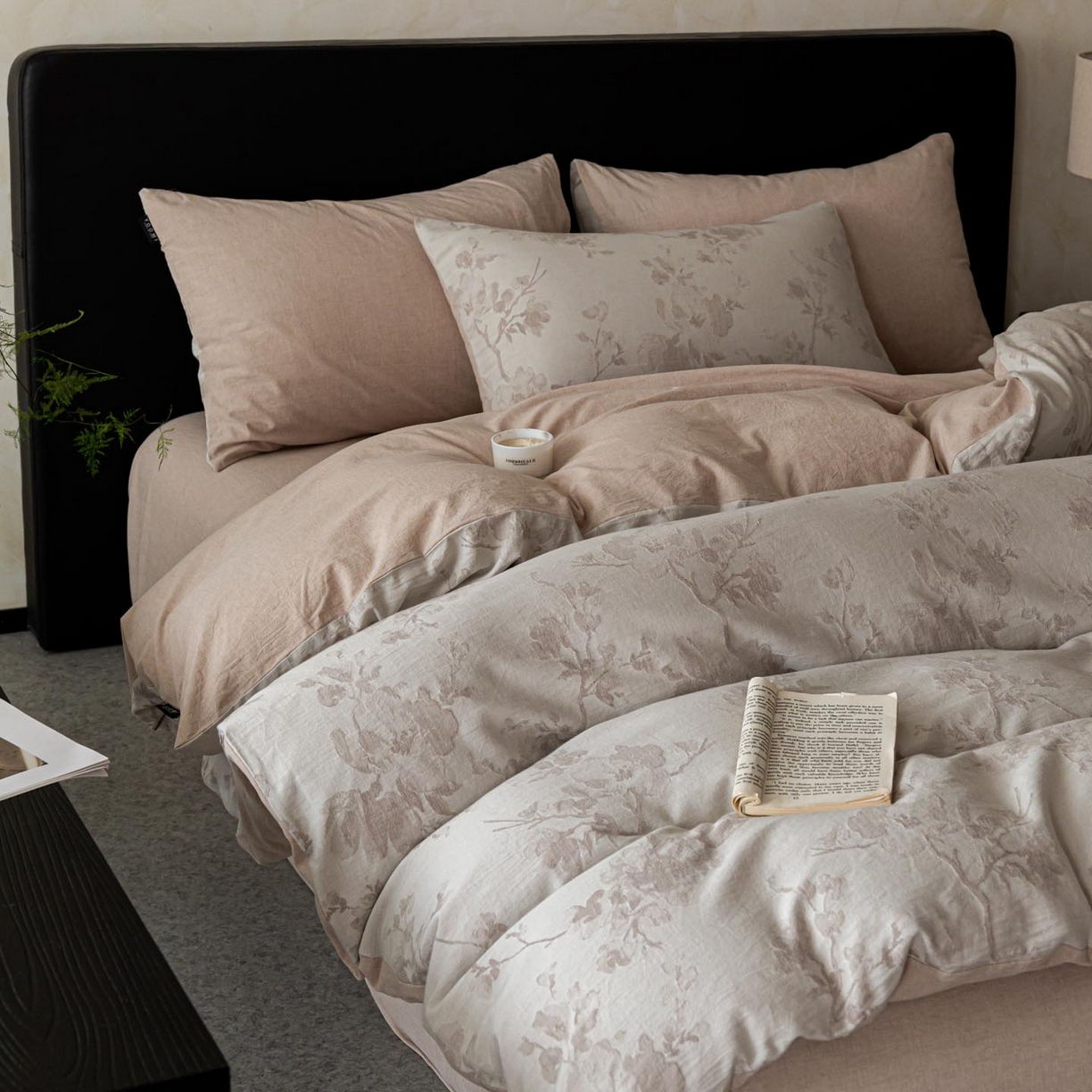 91家纺网 家纺一手货源 找家纺 涵宸家纺 2026新款棉麻色织提花四件套 云锦-其