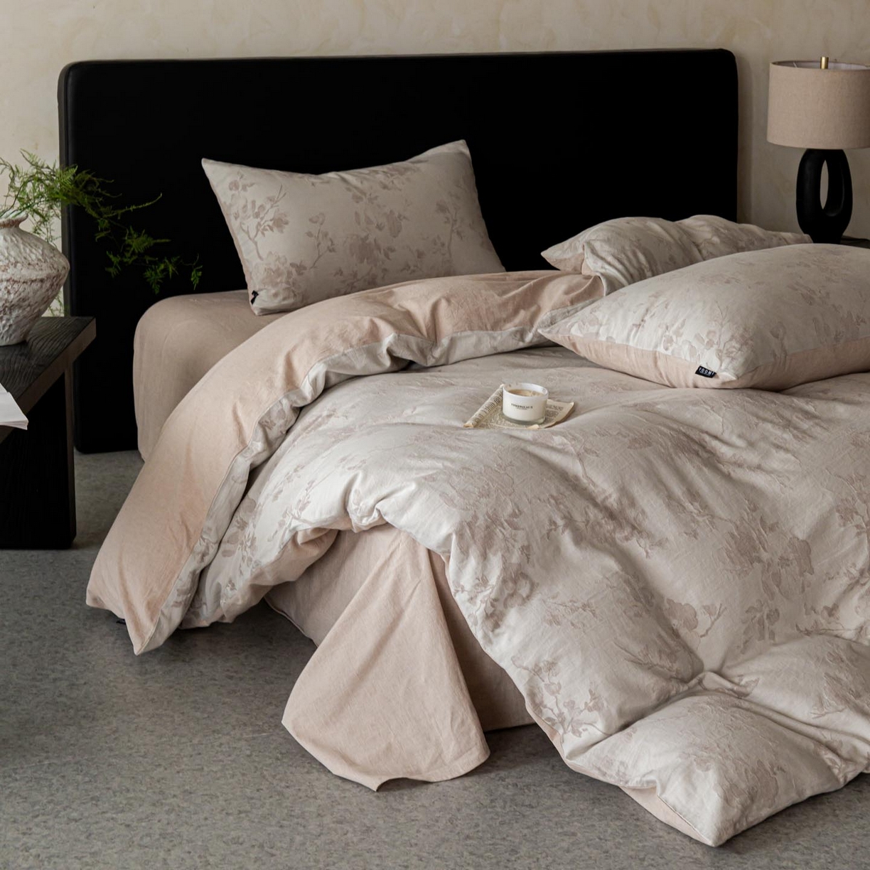 91家纺网 家纺一手货源 找家纺 涵宸家纺 2026新款棉麻色织提花四件套 云锦-其