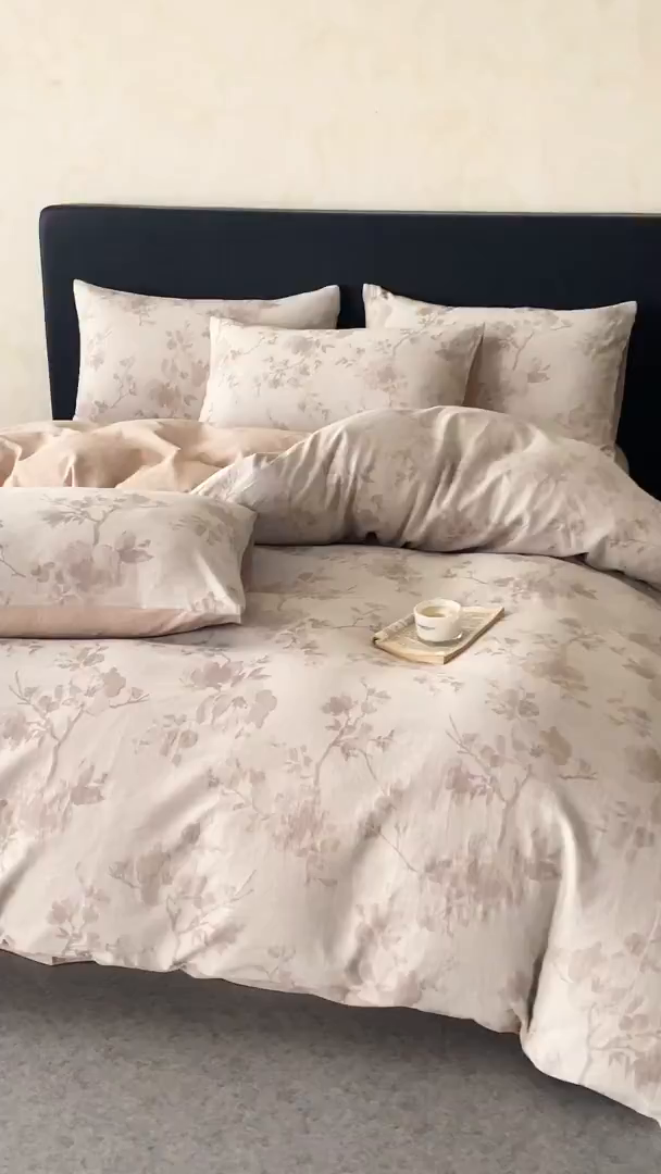 91家纺网 家纺一手货源 找家纺 涵宸家纺 2026新款棉麻色织提花四件套 云锦-其