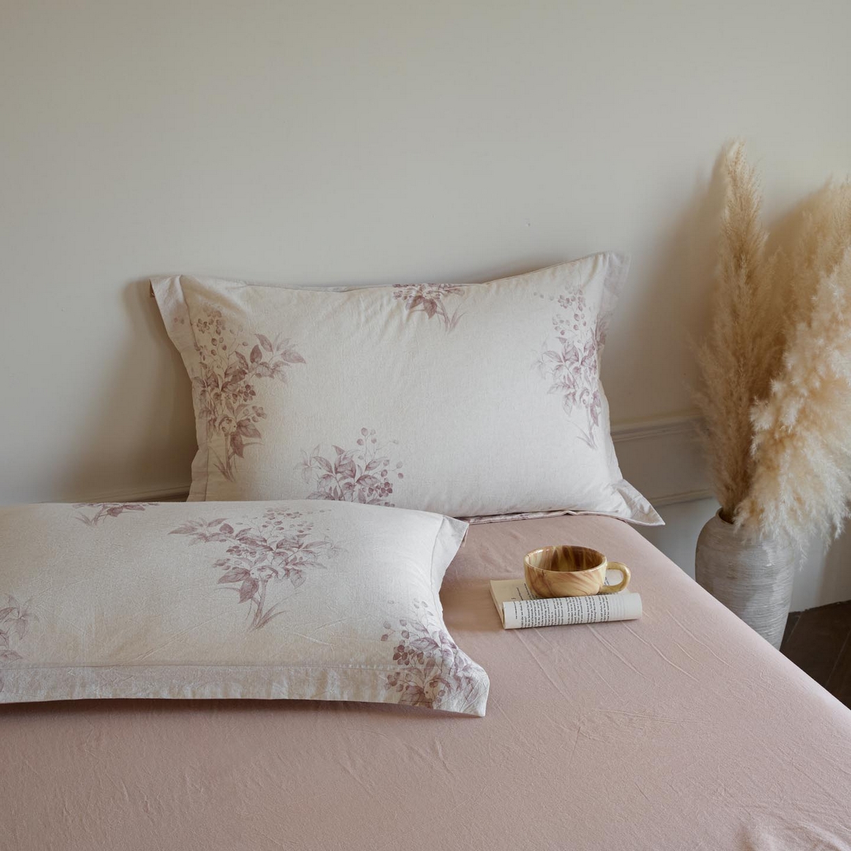 91家纺网 家纺一手货源 找家纺 涵宸家纺 2026新款棉麻数码印花四件套 初雾