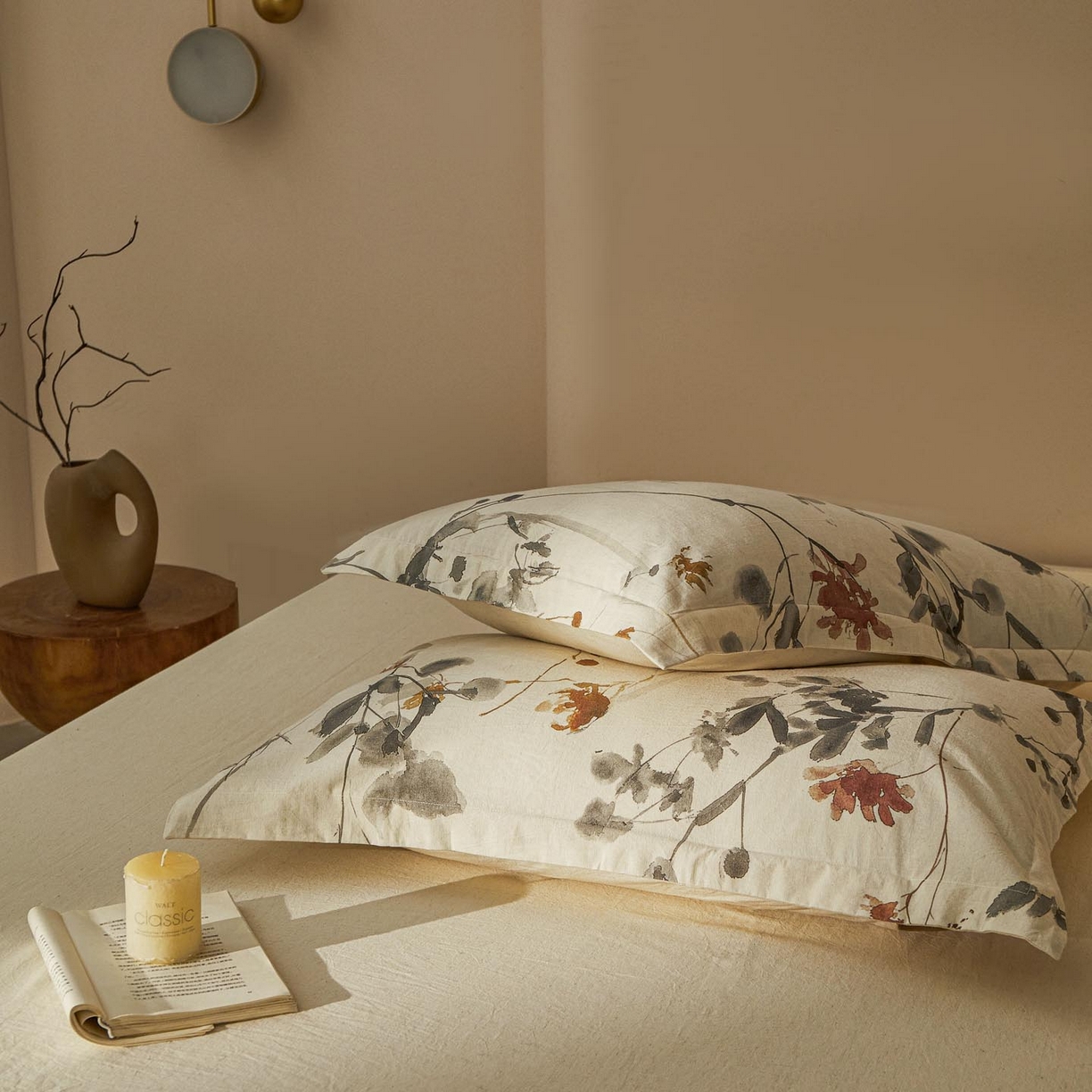 91家纺网 家纺一手货源 找家纺 涵宸家纺 2026新款棉麻数码印花四件套 丹青烟柳