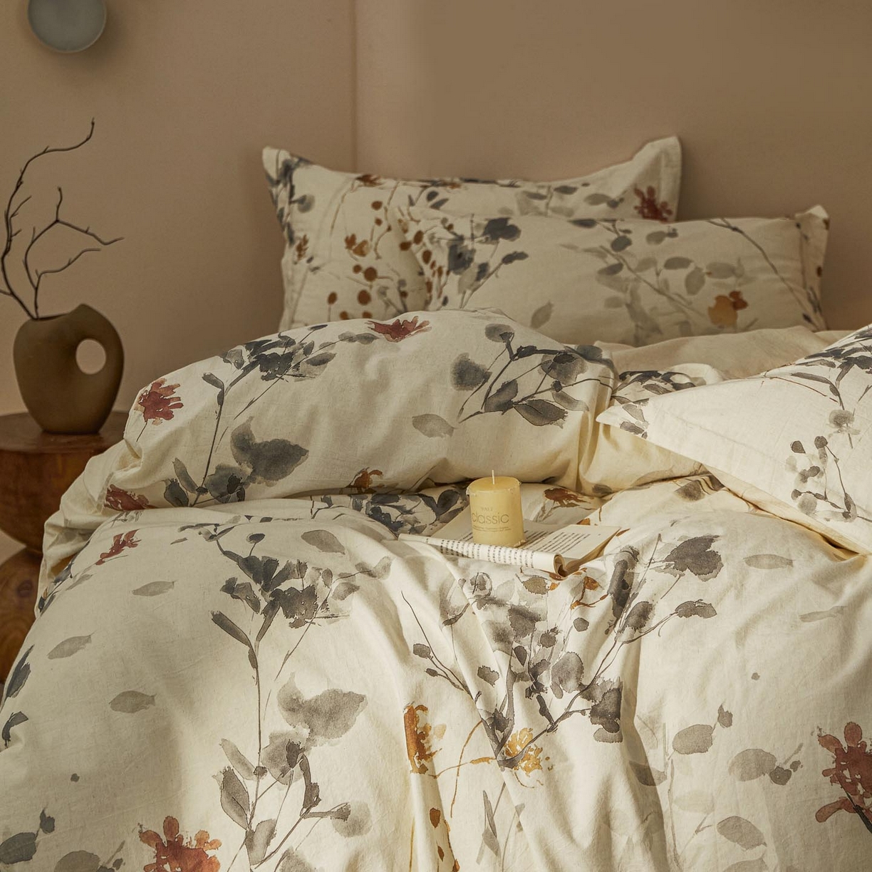 91家纺网 家纺一手货源 找家纺 涵宸家纺 2026新款棉麻数码印花四件套 丹青烟柳