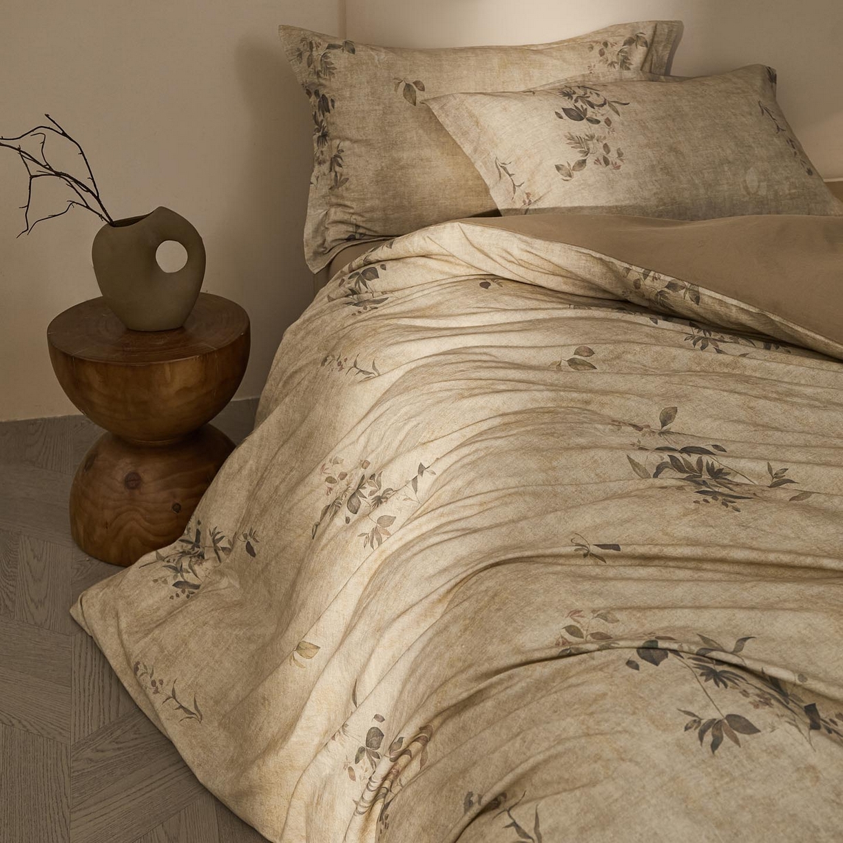 91家纺网 家纺一手货源 找家纺 涵宸家纺 2026新款棉麻数码印花四件套 花间絮语