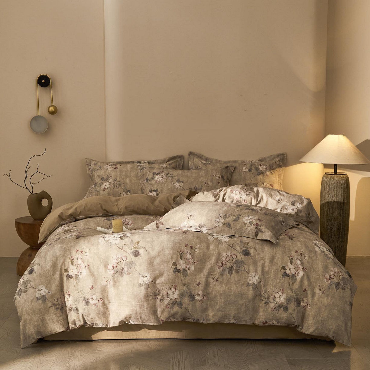 91家纺网 家纺一手货源 找家纺 涵宸家纺 2026新款棉麻数码印花四件套 花间絮语