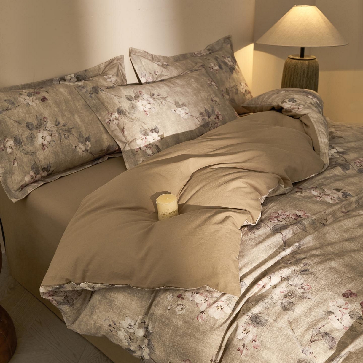 91家纺网 家纺一手货源 找家纺 涵宸家纺 2026新款棉麻数码印花四件套 花间絮语