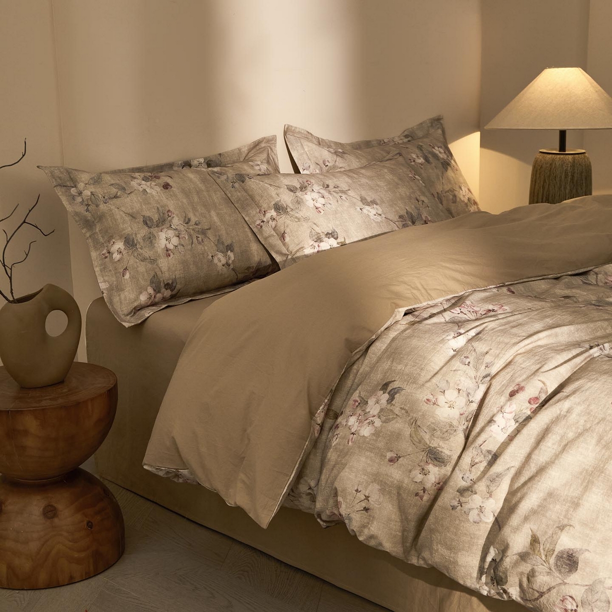 91家纺网 家纺一手货源 找家纺 涵宸家纺 2026新款棉麻数码印花四件套 花间絮语