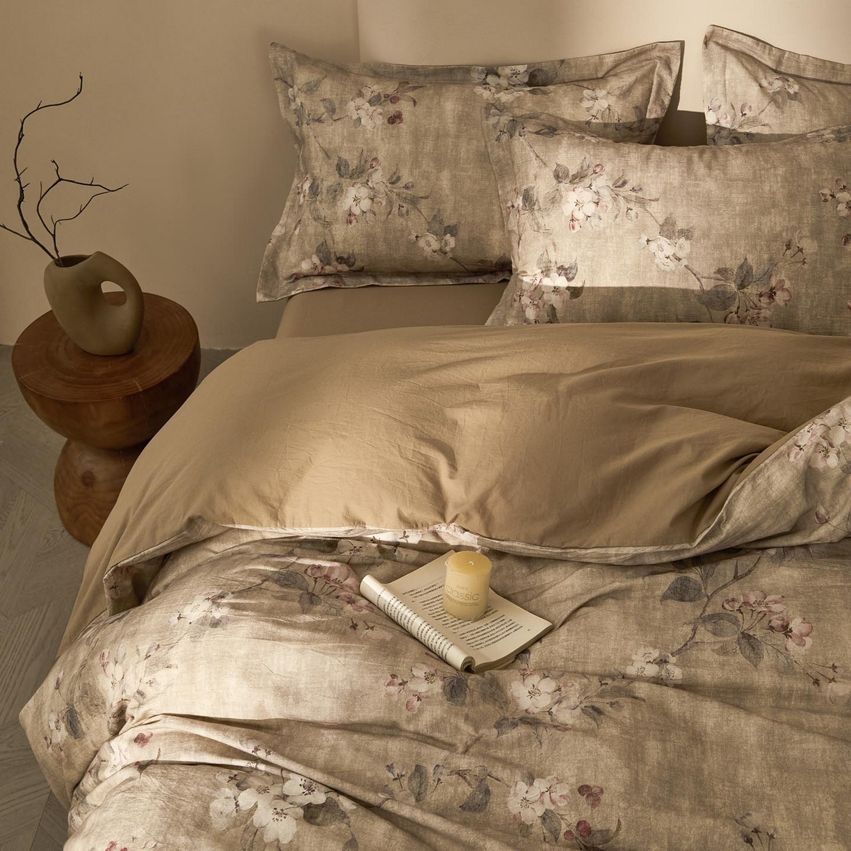 91家纺网 家纺一手货源 找家纺 涵宸家纺 2026新款棉麻数码印花四件套 花间絮语