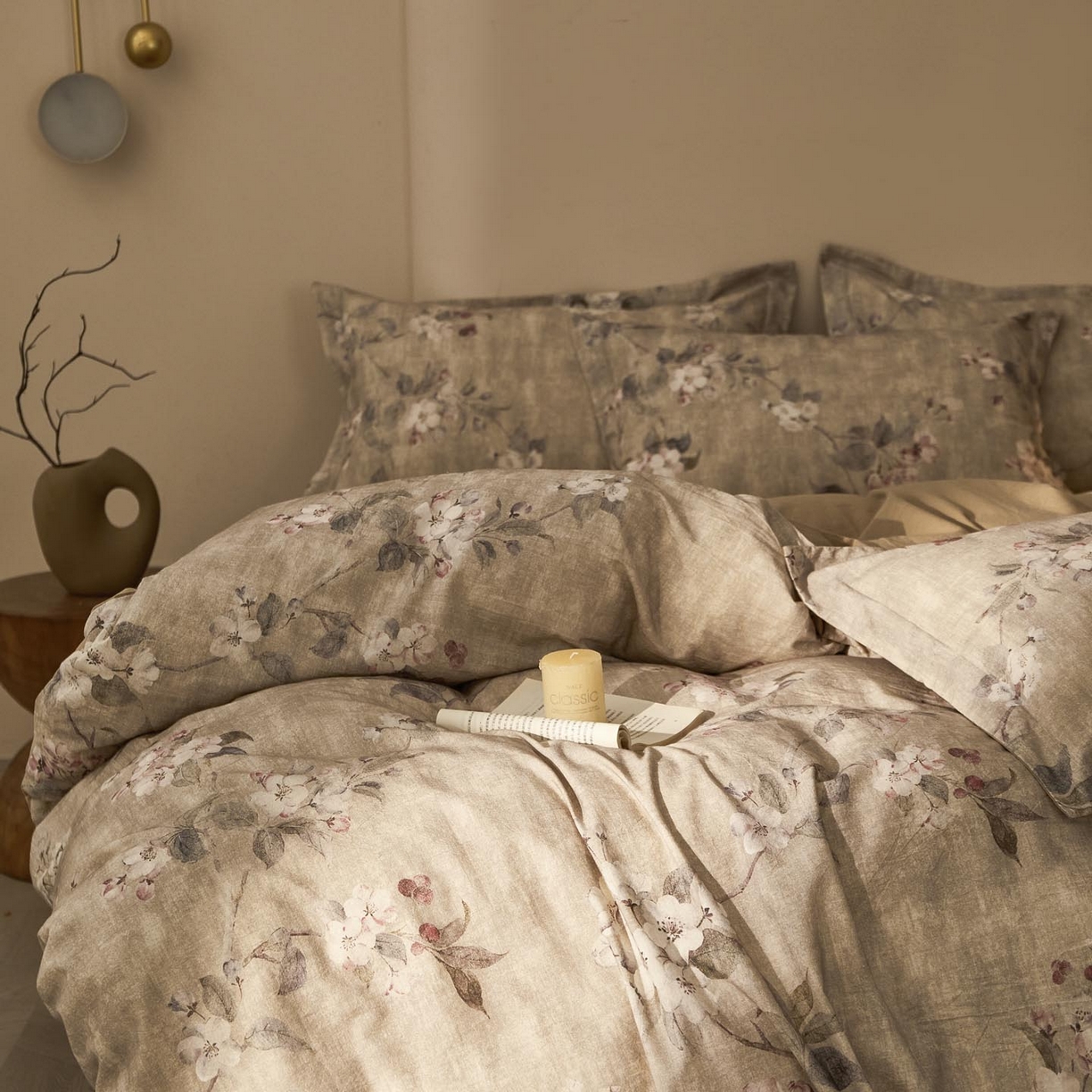 91家纺网 家纺一手货源 找家纺 涵宸家纺 2026新款棉麻数码印花四件套 花间絮语