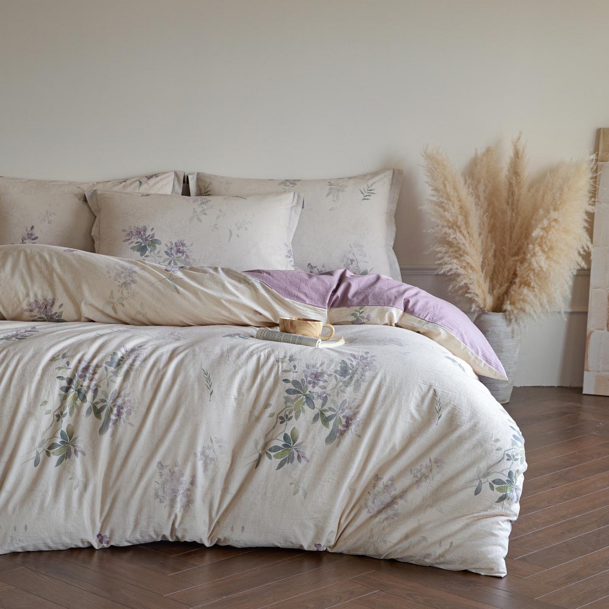 涵宸家纺 2026新款棉麻数码印花四件套 集春絮