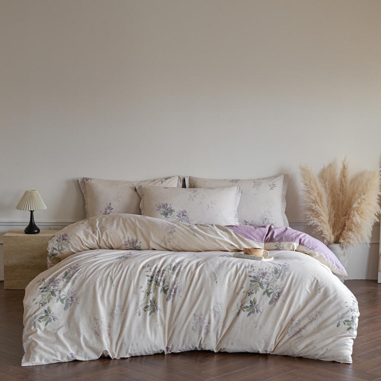 91家纺网 家纺一手货源 找家纺 涵宸家纺 2026新款棉麻数码印花四件套 集春絮