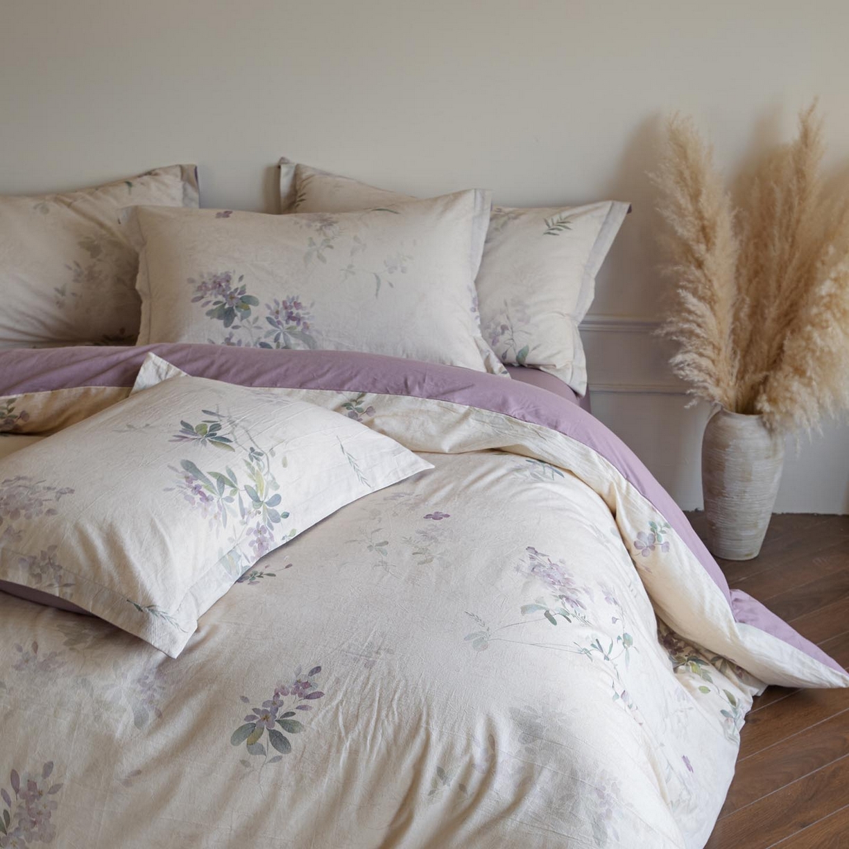 91家纺网 家纺一手货源 找家纺 涵宸家纺 2026新款棉麻数码印花四件套 集春絮