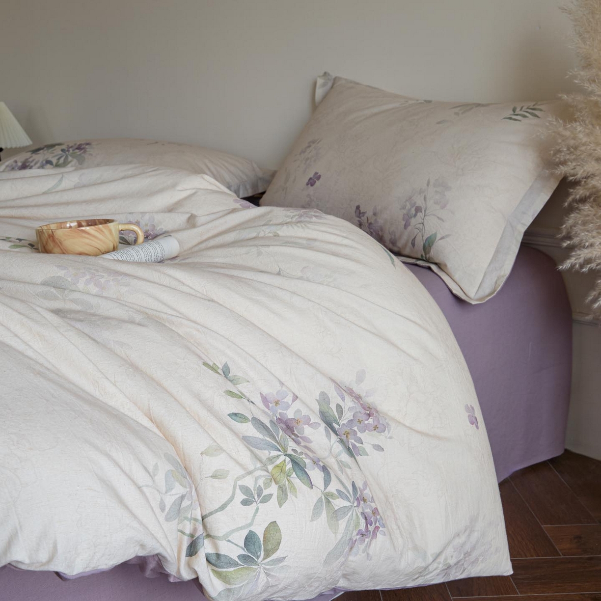 91家纺网 家纺一手货源 找家纺 涵宸家纺 2026新款棉麻数码印花四件套 集春絮