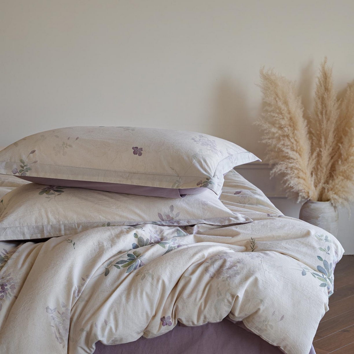 91家纺网 家纺一手货源 找家纺 涵宸家纺 2026新款棉麻数码印花四件套 集春絮