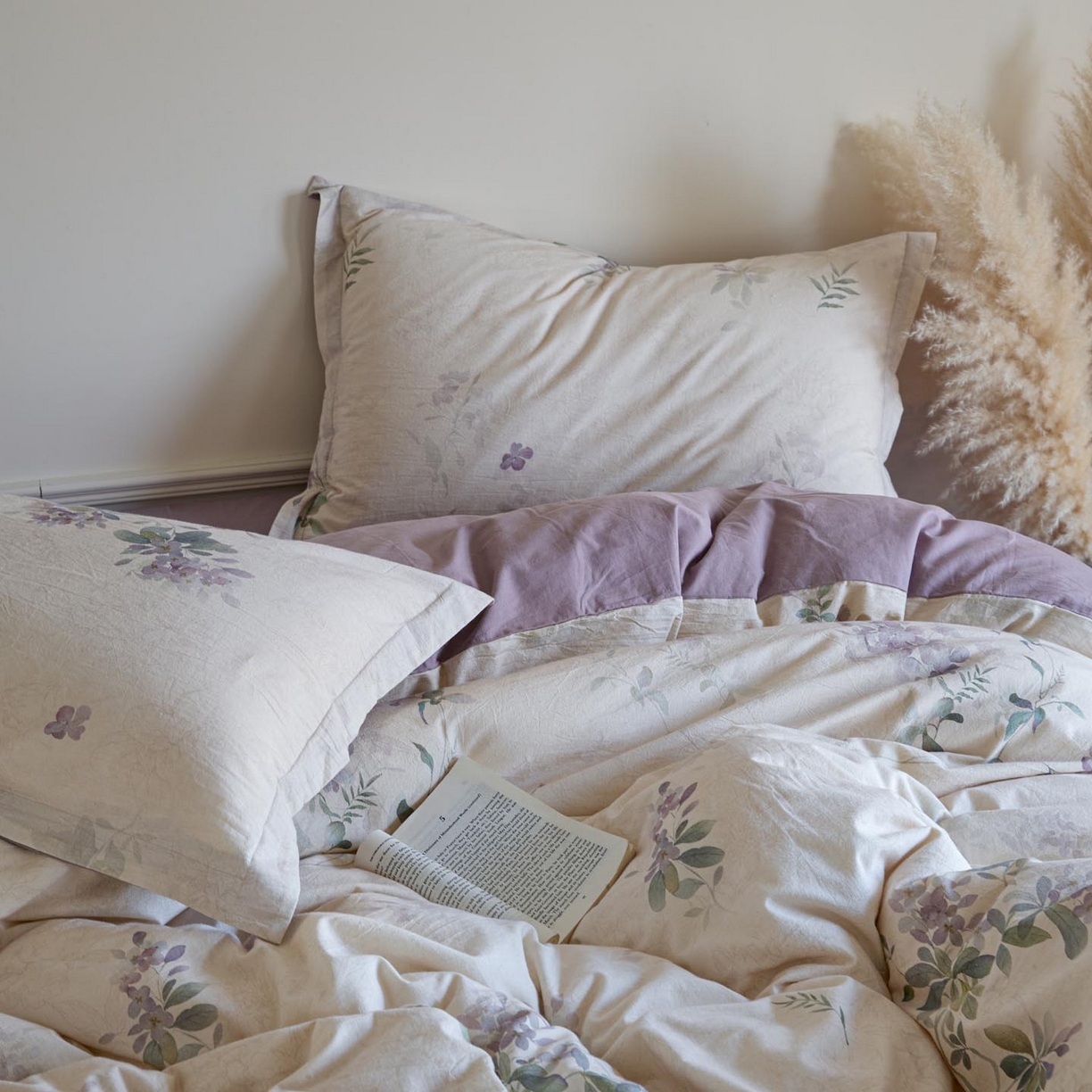 91家纺网 家纺一手货源 找家纺 涵宸家纺 2026新款棉麻数码印花四件套 集春絮