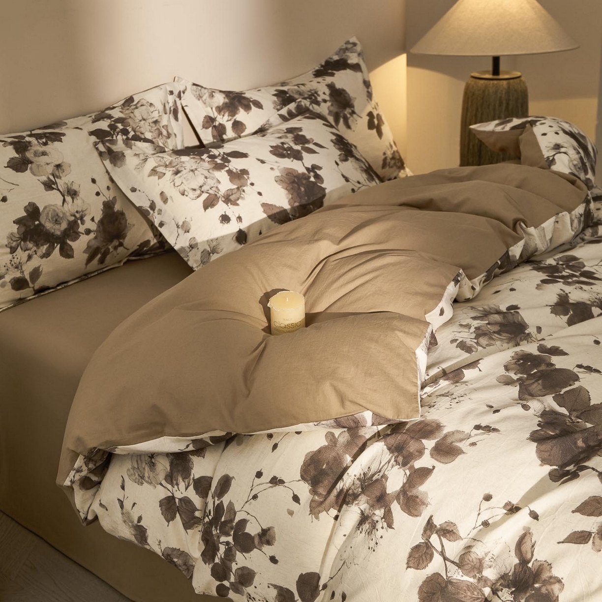 91家纺网 家纺一手货源 找家纺 涵宸家纺 2026新款棉麻数码印花四件套 墨棠芳华