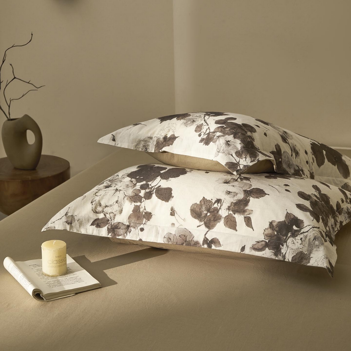 91家纺网 家纺一手货源 找家纺 涵宸家纺 2026新款棉麻数码印花四件套 墨棠芳华