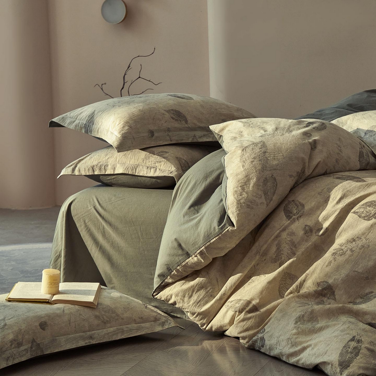 91家纺网 家纺一手货源 找家纺 涵宸家纺 2026新款棉麻数码印花四件套 秋颂