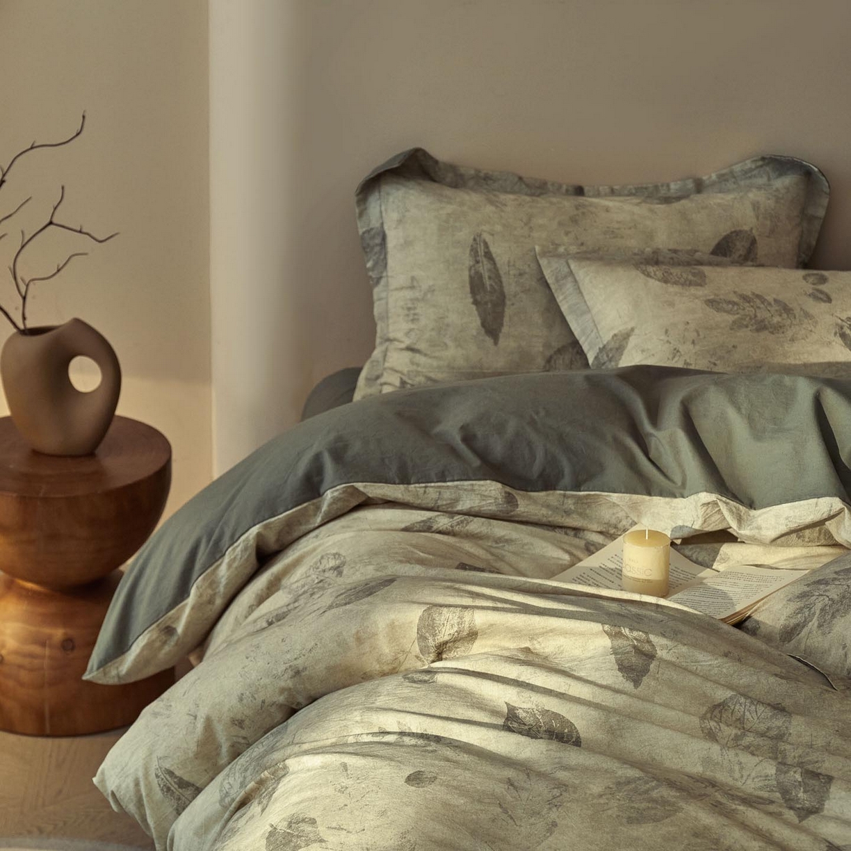 91家纺网 家纺一手货源 找家纺 涵宸家纺 2026新款棉麻数码印花四件套 秋颂