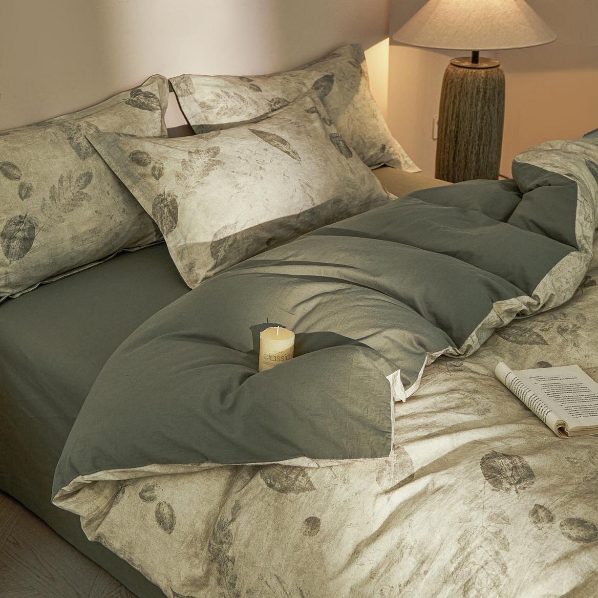 91家纺网 家纺一手货源 找家纺 涵宸家纺 2026新款棉麻数码印花四件套 秋颂