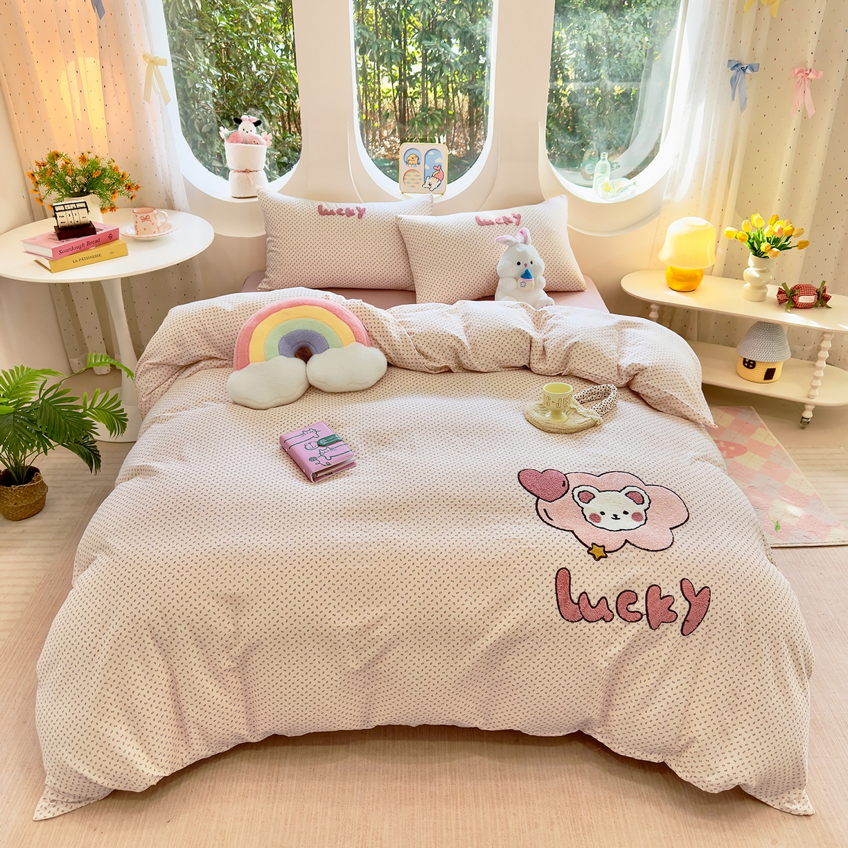 91家纺网 家纺一手货源 找家纺 （总）爱思佳 2026新款双层纱印+毛巾绣系列四件套