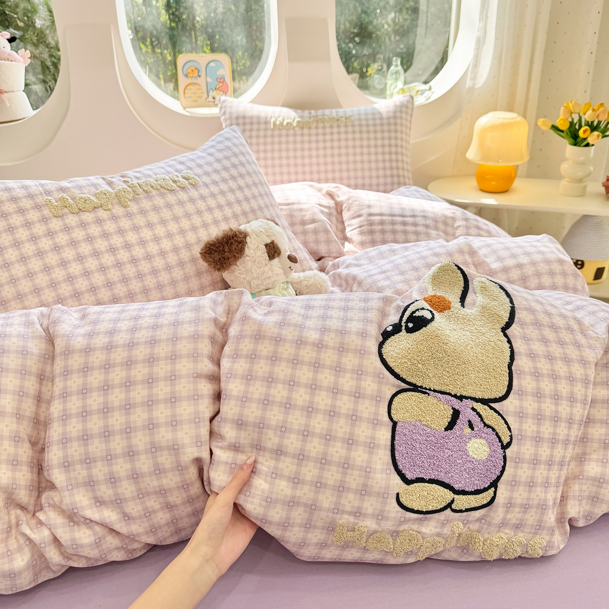 91家纺网 家纺一手货源 找家纺 （总）爱思佳 2026新款双层纱印+毛巾绣系列四件套