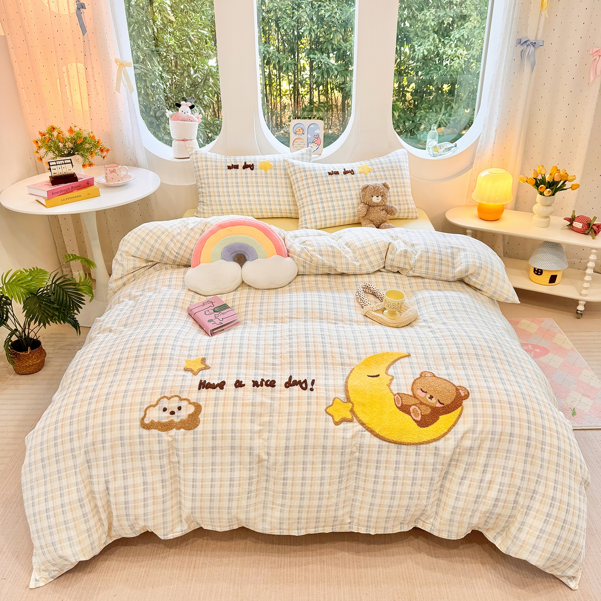 91家纺网 家纺一手货源 找家纺 （总）爱思佳 2026新款双层纱印+毛巾绣系列四件套