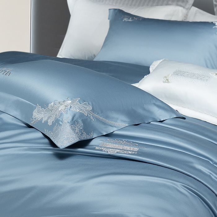 91家纺网 家纺一手货源 找家纺 （总）诗黛尔 2026春夏新品长绒棉刺绣婼兰系列四件套（会员-20）