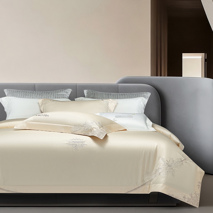 91家纺网 家纺一手货源 找家纺 诗黛尔 2026春夏新品长绒棉刺绣婼兰系列四件套（会员-20） 婼兰-斑尼金