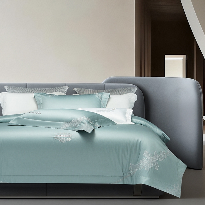 91家纺网 家纺一手货源 找家纺 诗黛尔 2026春夏新品长绒棉刺绣婼兰系列四件套（会员-20） 婼兰-平旦青