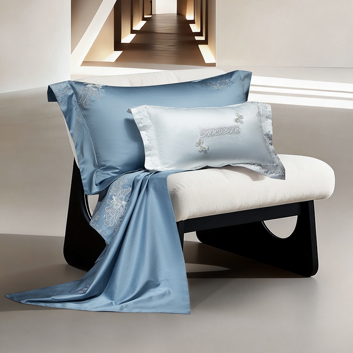 91家纺网 家纺一手货源 找家纺 诗黛尔 2026春夏新品长绒棉刺绣婼兰系列四件套（会员-20） 婼兰-柏林蓝