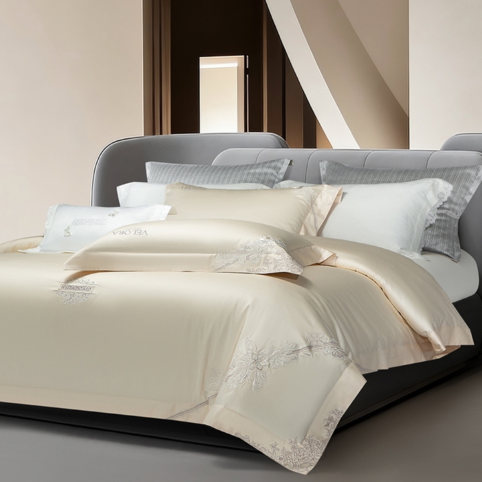 91家纺网 家纺一手货源 找家纺 诗黛尔 2026春夏新品长绒棉刺绣婼兰系列四件套（会员-20） 婼兰-斑尼金