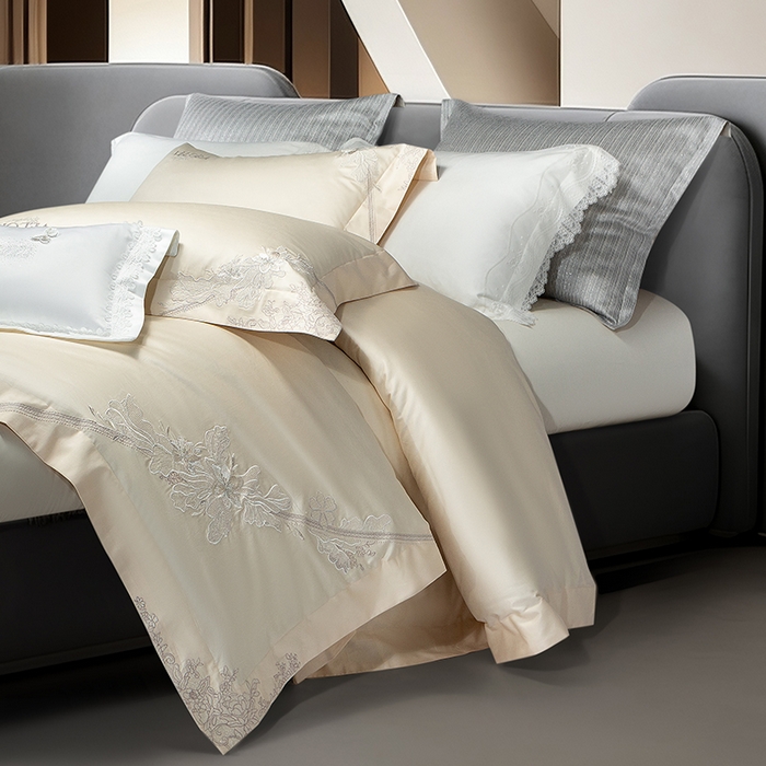 91家纺网 家纺一手货源 找家纺 诗黛尔 2026春夏新品长绒棉刺绣婼兰系列四件套（会员-20） 婼兰-斑尼金