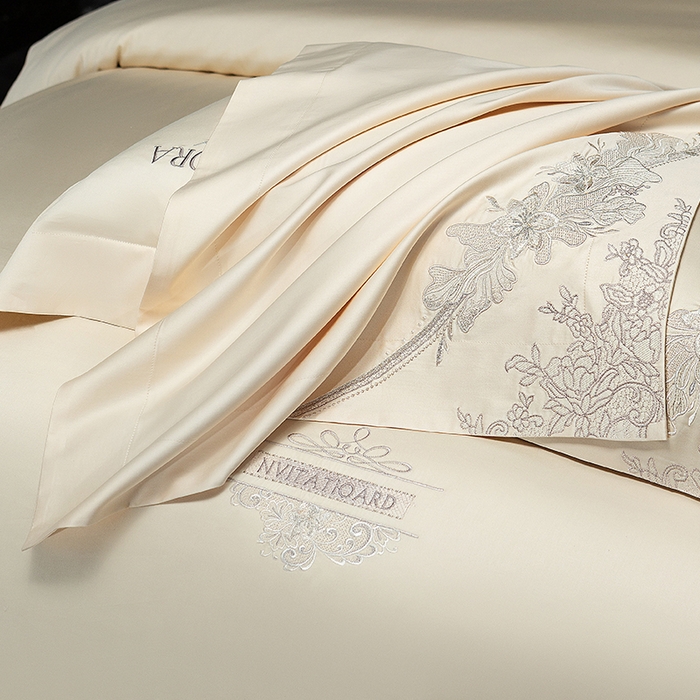 91家纺网 家纺一手货源 找家纺 诗黛尔 2026春夏新品长绒棉刺绣婼兰系列四件套（会员-20） 婼兰-斑尼金