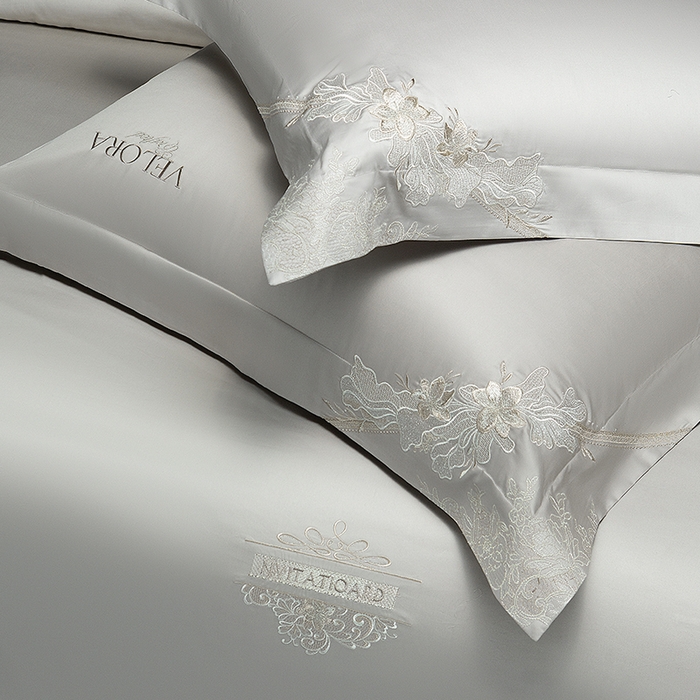 91家纺网 家纺一手货源 找家纺 诗黛尔 2026春夏新品长绒棉刺绣婼兰系列四件套（会员-20） 婼兰-都市灰