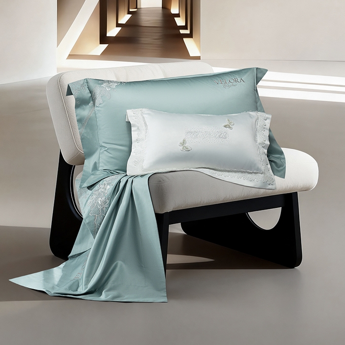 91家纺网 家纺一手货源 找家纺 诗黛尔 2026春夏新品长绒棉刺绣婼兰系列四件套（会员-20） 婼兰-平旦青