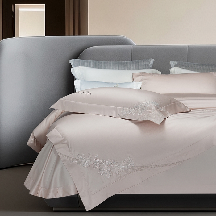 91家纺网 家纺一手货源 找家纺 诗黛尔 2026春夏新品长绒棉刺绣婼兰系列四件套（会员-20） 婼兰-雅粉金