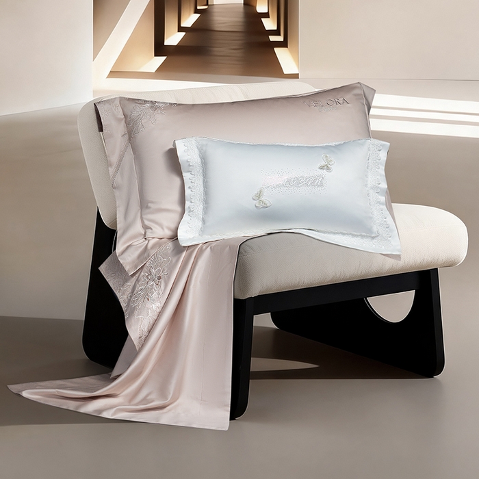 91家纺网 家纺一手货源 找家纺 诗黛尔 2026春夏新品长绒棉刺绣婼兰系列四件套（会员-20） 婼兰-雅粉金