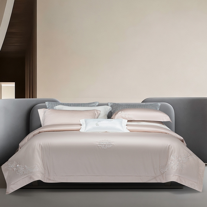 91家纺网 家纺一手货源 找家纺 诗黛尔 2026春夏新品长绒棉刺绣婼兰系列四件套（会员-20） 婼兰-雅粉金