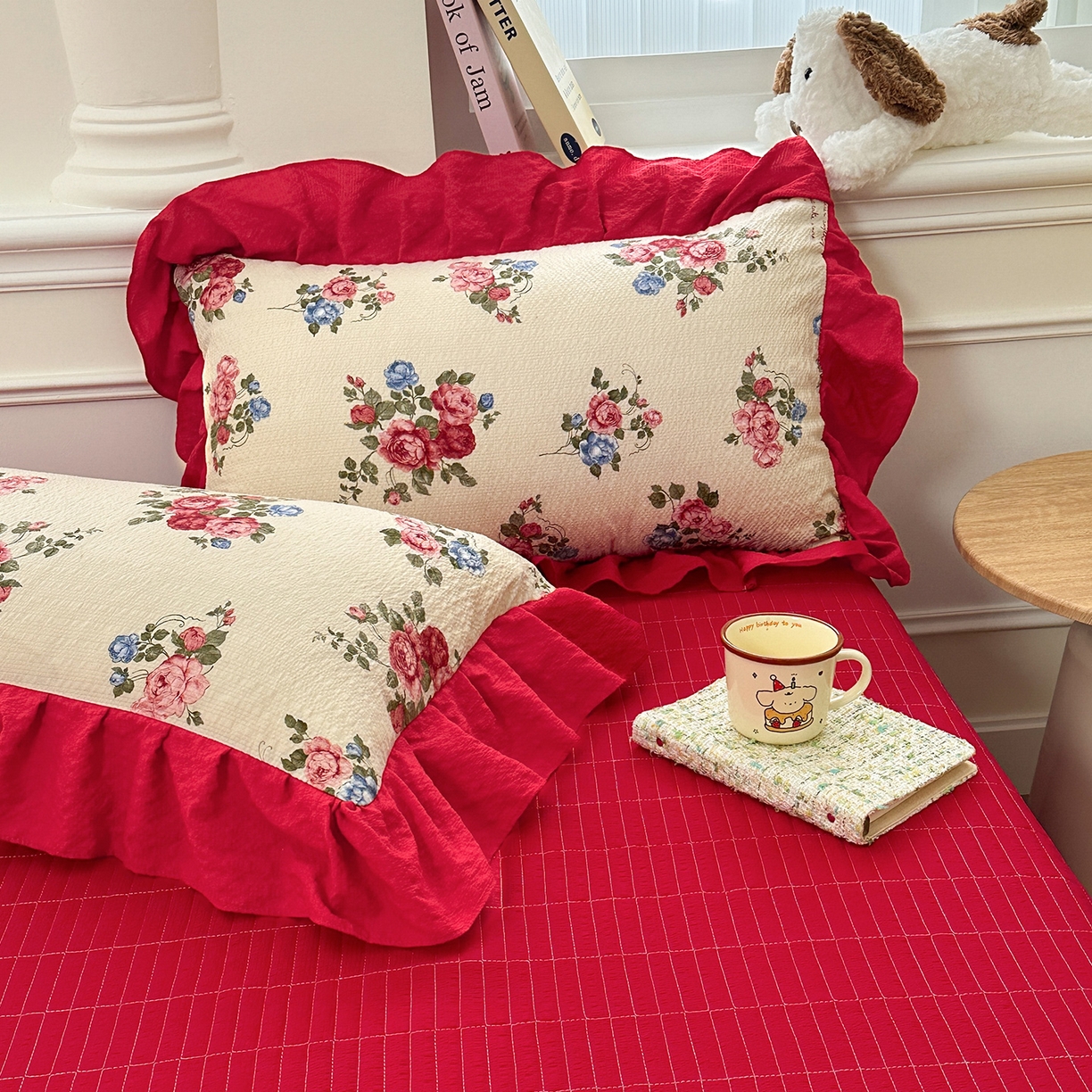 91家纺网 家纺一手货源 找家纺 （总）安哆啦家纺 2026新款糯叽叽泡泡棉韩式花边床盖四件套