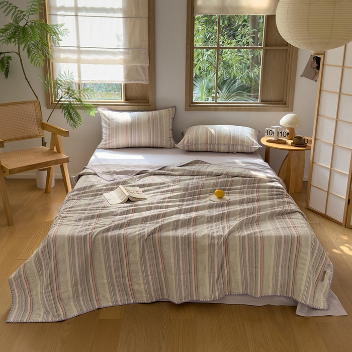 91家纺网 家纺一手货源 找家纺 （总）被窝家纺 2026新款全棉色织贝壳边新疆棉花夏被