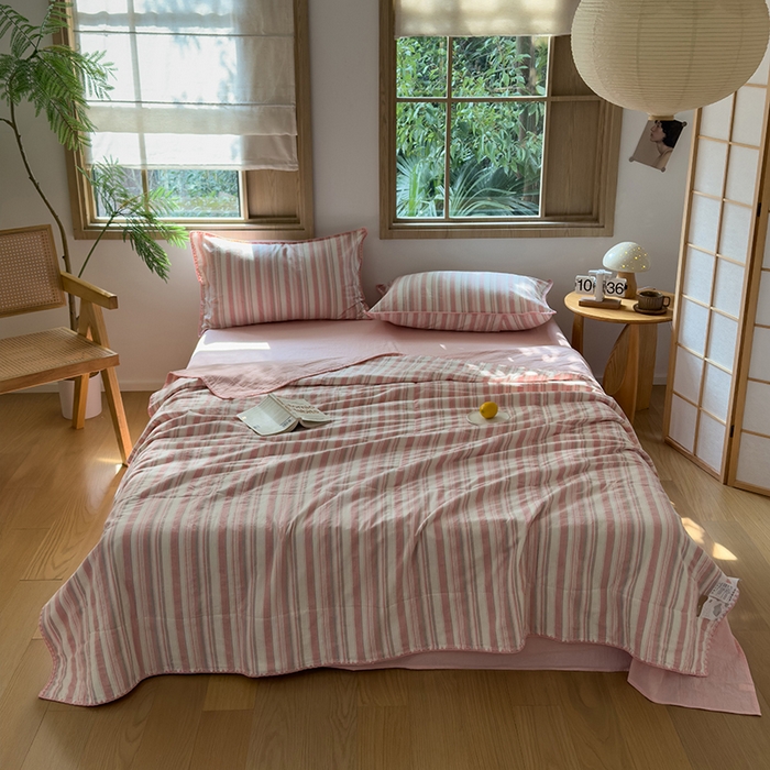 91家纺网 家纺一手货源 找家纺 （总）被窝家纺 2026新款全棉色织贝壳边新疆棉花夏被