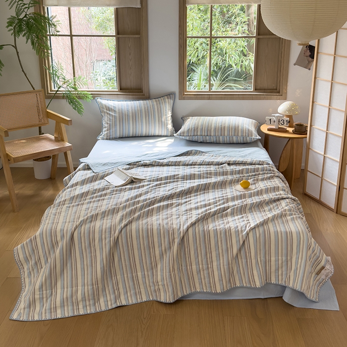 91家纺网 家纺一手货源 找家纺 （总）被窝家纺 2026新款全棉色织贝壳边新疆棉花夏被