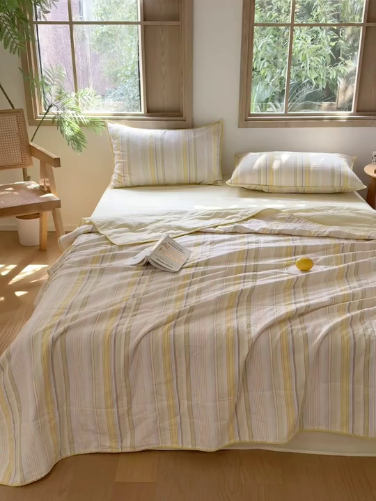 91家纺网 家纺一手货源 找家纺 （总）被窝家纺 2026新款全棉色织贝壳边新疆棉花夏被