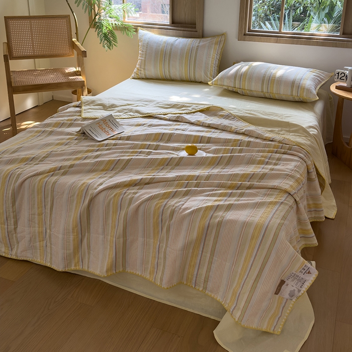 91家纺网 家纺一手货源 找家纺 被窝家纺 2026新款全棉色织贝壳边新疆棉花夏被 西蒙-黄