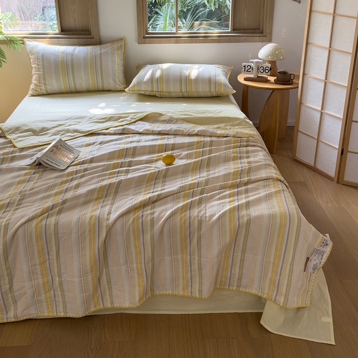 91家纺网 家纺一手货源 找家纺 被窝家纺 2026新款全棉色织贝壳边新疆棉花夏被 西蒙-黄