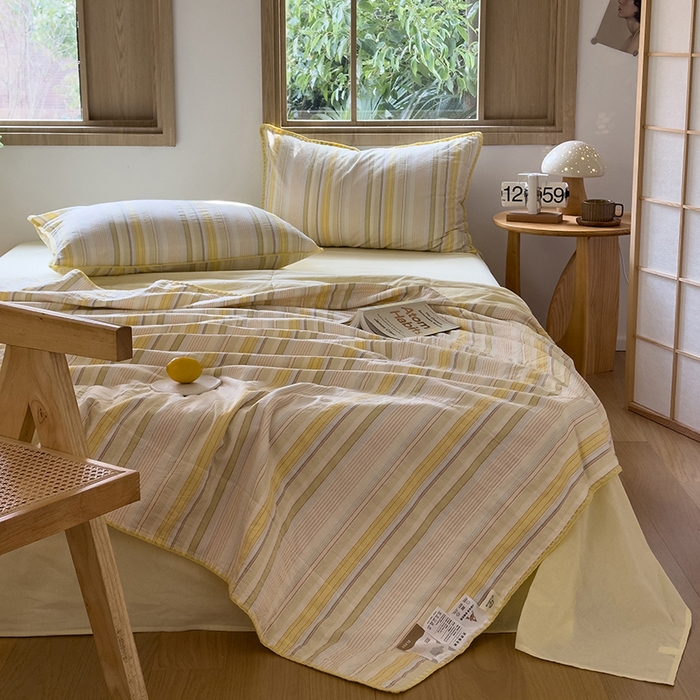 91家纺网 家纺一手货源 找家纺 被窝家纺 2026新款全棉色织贝壳边新疆棉花夏被 西蒙-黄