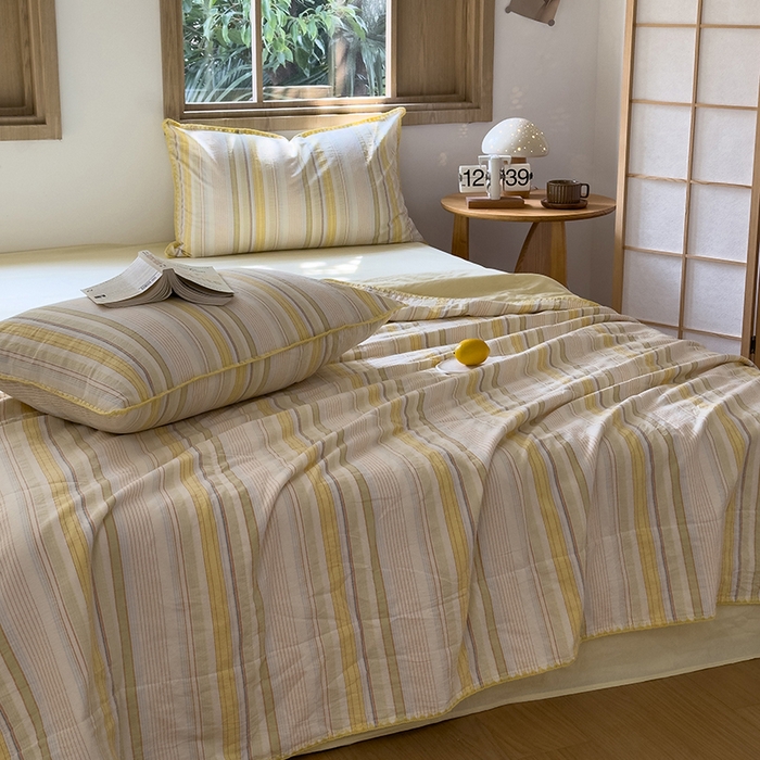 91家纺网 家纺一手货源 找家纺 被窝家纺 2026新款全棉色织贝壳边新疆棉花夏被 西蒙-黄