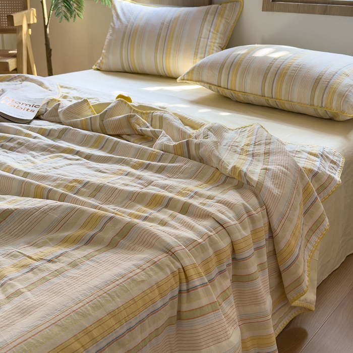 91家纺网 家纺一手货源 找家纺 被窝家纺 2026新款全棉色织贝壳边新疆棉花夏被 西蒙-黄