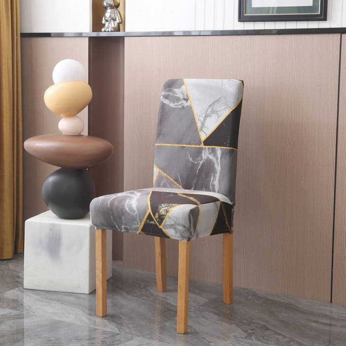 雅竹 2026新款牛奶丝印花连体椅套 理石纹