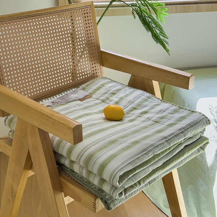 91家纺网 家纺一手货源 找家纺 被窝家纺 2026新款全棉色织贝壳边新疆棉花夏被 左岸-绿